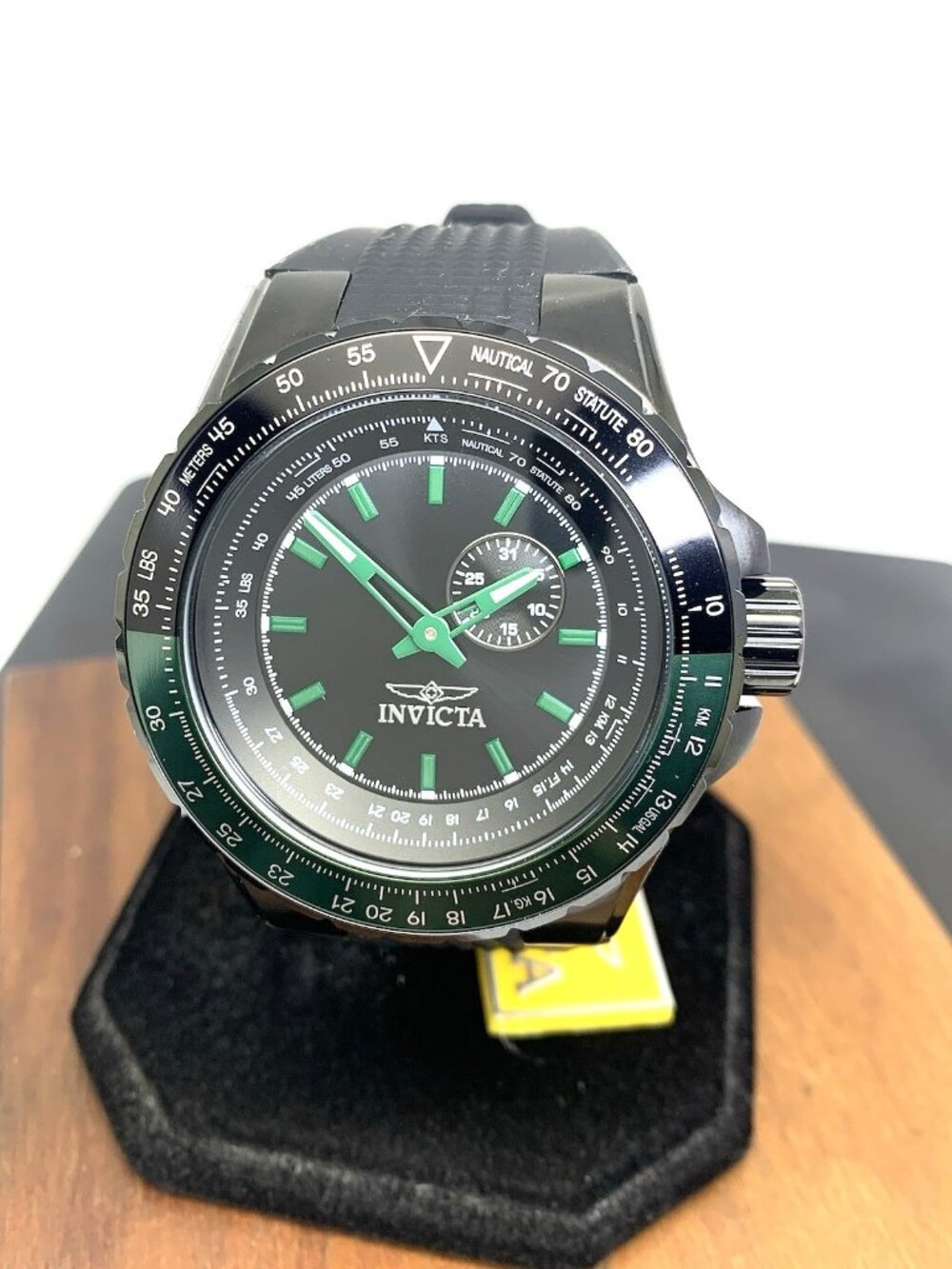 Invicta Men's Watch 49731 Aviator Quartz Green Black Rubber Strap 50mm